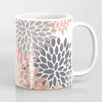 Floral Blooms, Peach and Gray Coffee Mug Gallery Image 1
