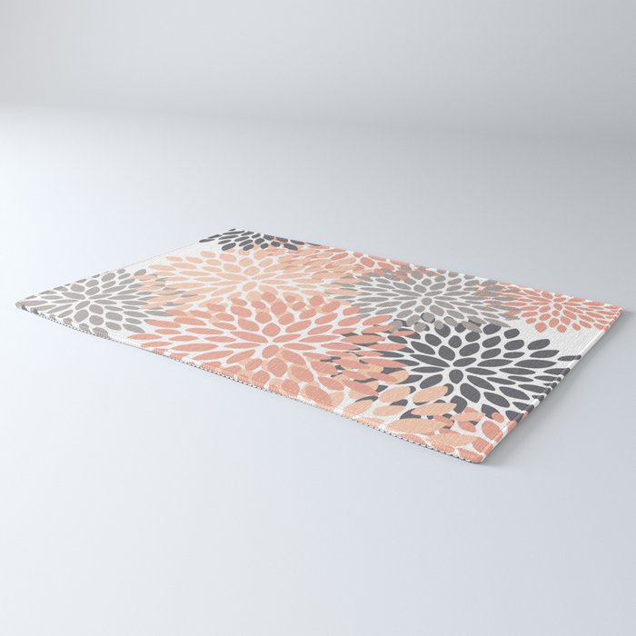 Floral Blooms, Peach and Gray Rug Gallery Image 3
