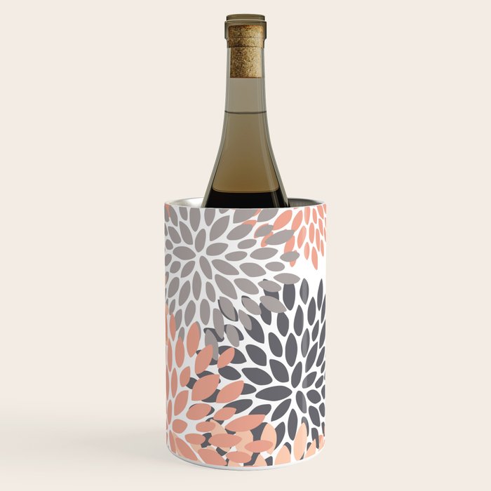 Floral Blooms, Peach and Gray Wine Chiller Gallery Image 3