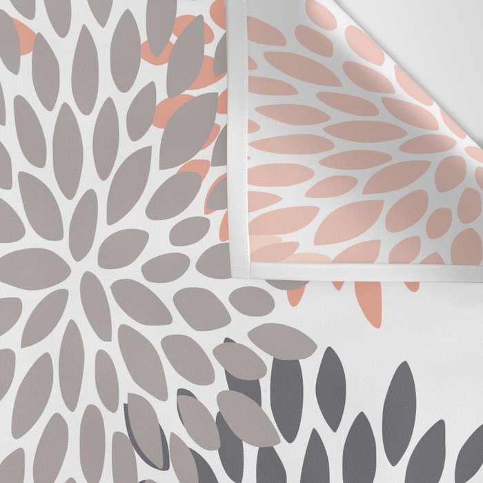 Floral Blooms, Peach and Gray Wall Tapestry Gallery Image 3