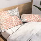 Floral Blooms, Peach and Gray Pillow Sham Gallery Image 2
