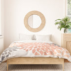 Floral Blooms, Peach and Gray Duvet Cover Gallery Image 3