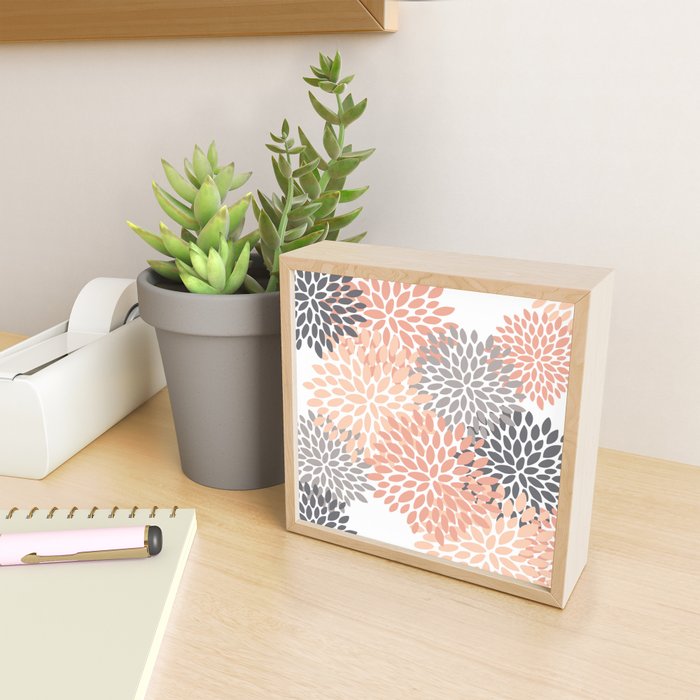 Floral Blooms, Peach and Gray Mini Art Print Gallery Image 2