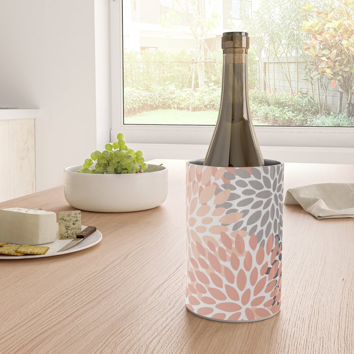 Floral Blooms, Peach and Gray Wine Chiller Gallery Image 4