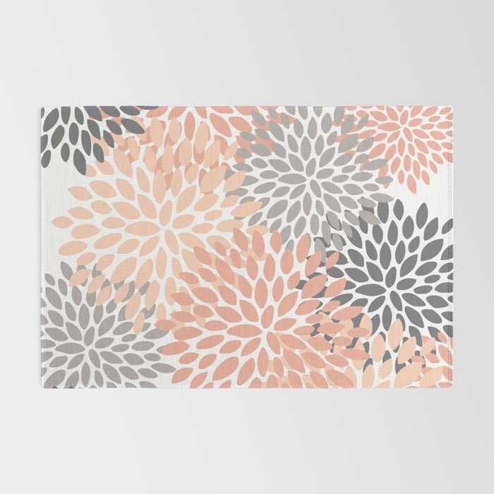 Floral Blooms, Peach and Gray Rug Gallery Image 2