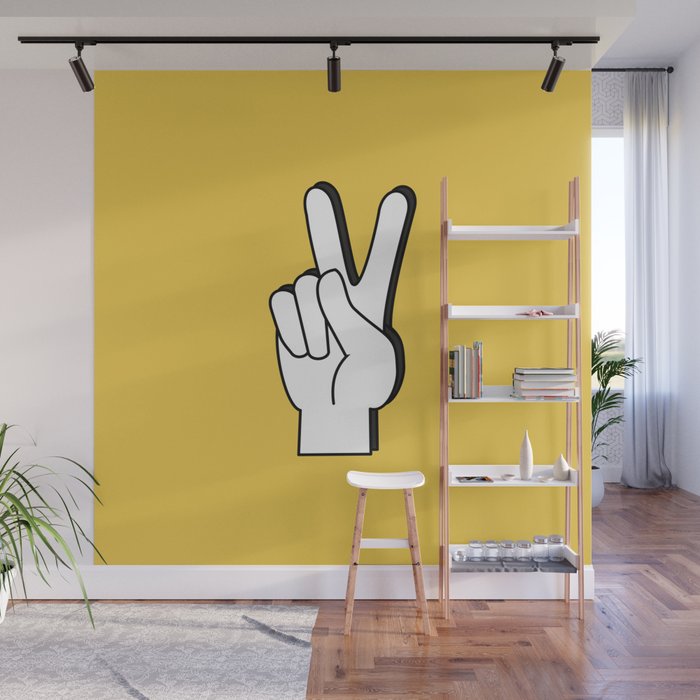 Peace Sign yellow Wall Mural Gallery Image 1
