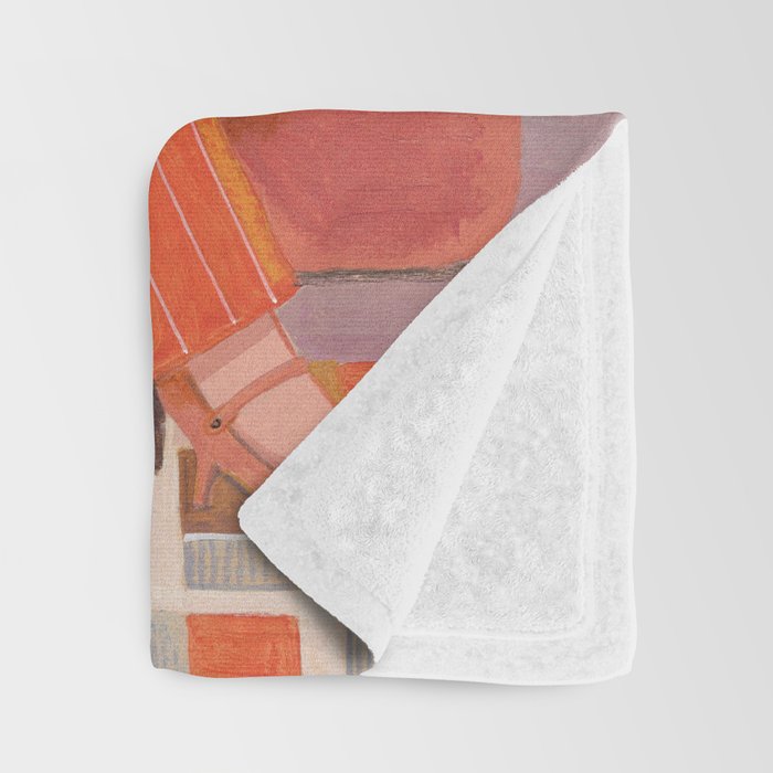 Woman with cat in living room in warm earth tones Throw Blanket Gallery Image 3