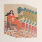 Woman with cat in living room in warm earth tones Wrapping Paper Gallery Image 3