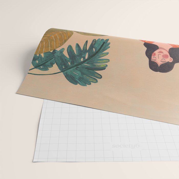 Woman with cat in living room in warm earth tones Wrapping Paper Gallery Image 2