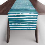 Teal Striped Abstract Pattern Table Runner Gallery Image 1