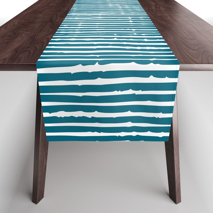 Teal Striped Abstract Pattern Table Runner Gallery Image 1