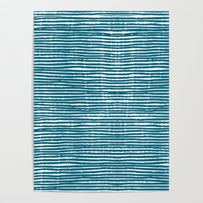 Teal Striped Abstract Pattern Poster Gallery Image 1