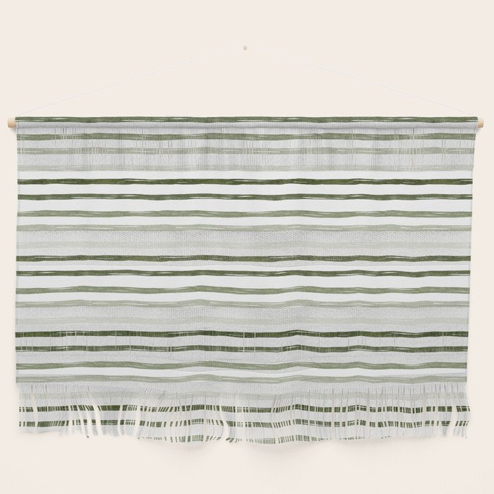 Watercolor Green and White Striped Wall Hanging Gallery Image 1