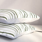 Watercolor Green and White Striped Pillow Sham Gallery Image 3