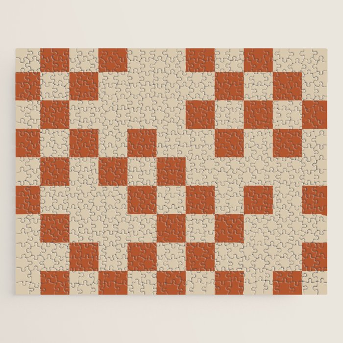 Checked in Burnt Orange Jigsaw Puzzle Gallery Image 1