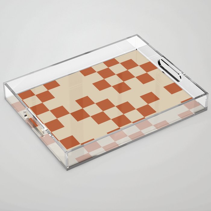 Checked in Burnt Orange Acrylic Tray Gallery Image 1