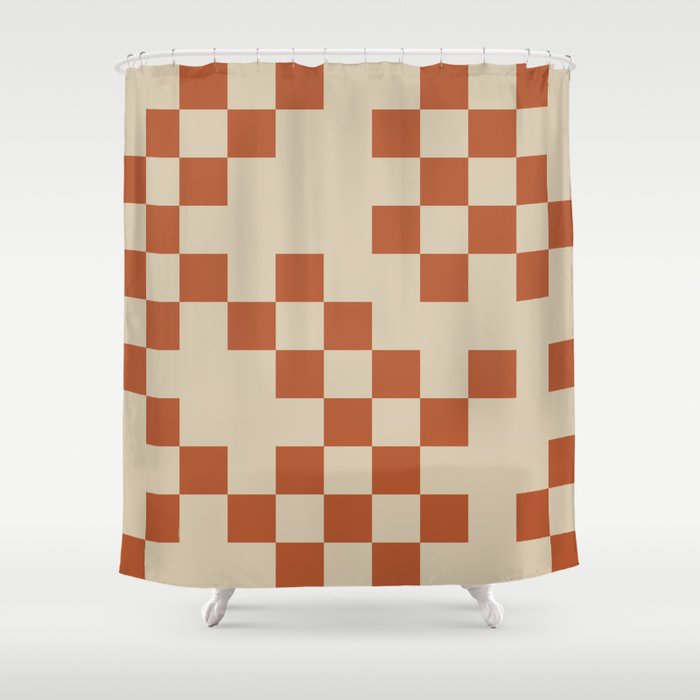 Checked in Burnt Orange Shower Curtain Gallery Image 1
