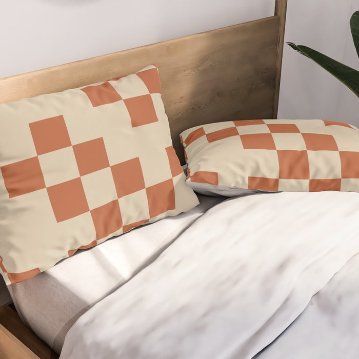 Checked in Burnt Orange Pillow Sham Gallery Image 2