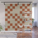 Checked in Burnt Orange Wall Mural Gallery Image 1