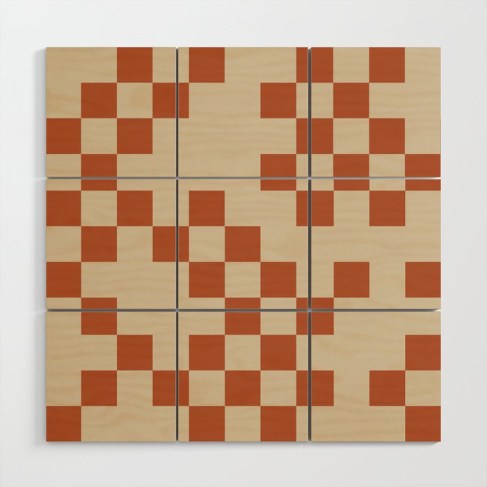 Checked in Burnt Orange Wood Wall Art Gallery Image 1