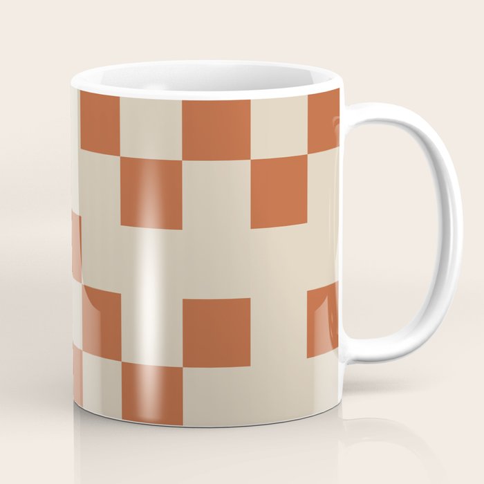 Checked in Burnt Orange Coffee Mug Gallery Image 1