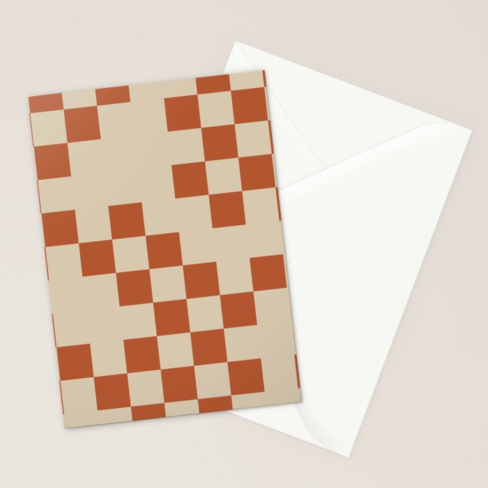 Checked in Burnt Orange Stationery Card Gallery Image 2