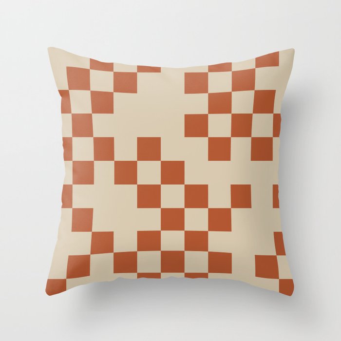 Checked in Burnt Orange Throw Pillow Gallery Image 6