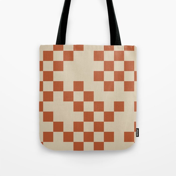 Checked in Burnt Orange Tote Bag Gallery Image 1