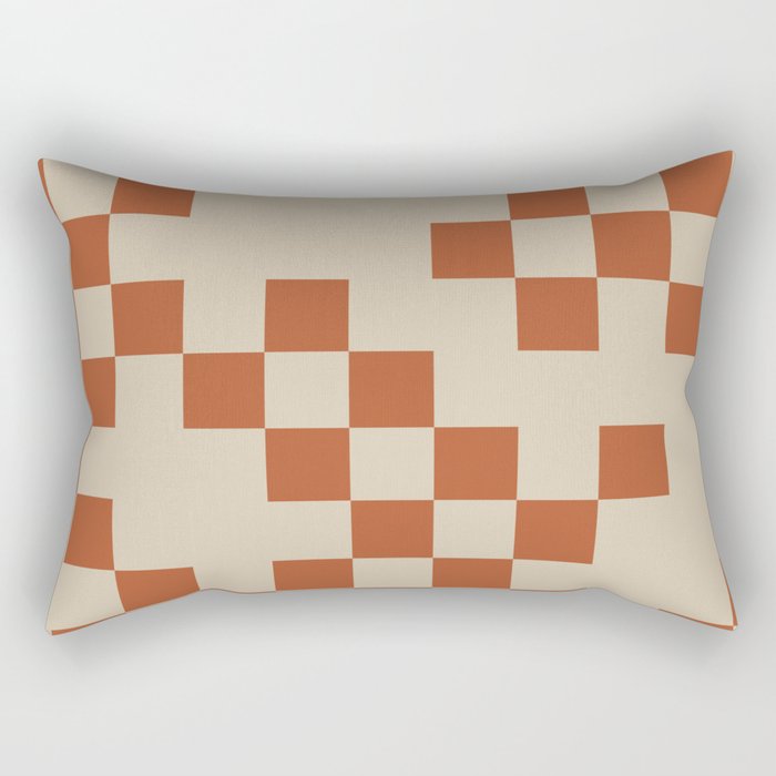 Checked in Burnt Orange Rectangular Pillow Gallery Image 1