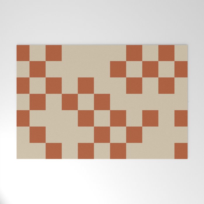 Checked in Burnt Orange Welcome Mat Gallery Image 1