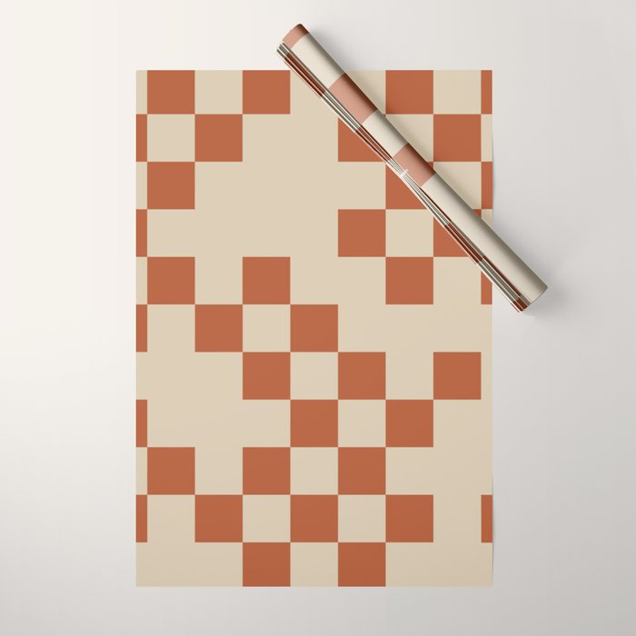Checked in Burnt Orange Wrapping Paper Gallery Image 1