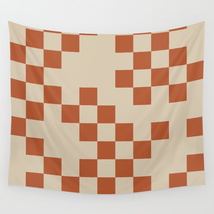 Checked in Burnt Orange Wall Tapestry Gallery Image 1