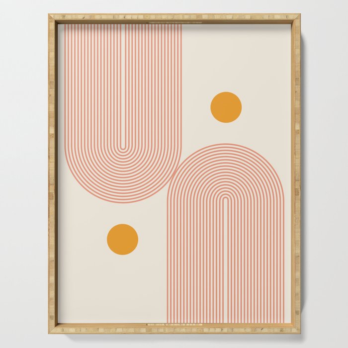 Abstraction_SUN_DOUBLE_LINE_POP_ART_Minimalism_001C Serving Tray Gallery Image 1