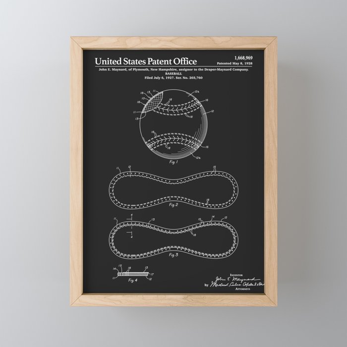 Baseball Patent - Black Mini Art Print Gallery Image 1