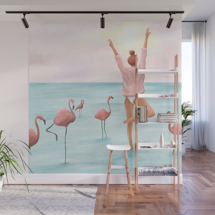 Big Flamingo Wall Mural Gallery Image 1