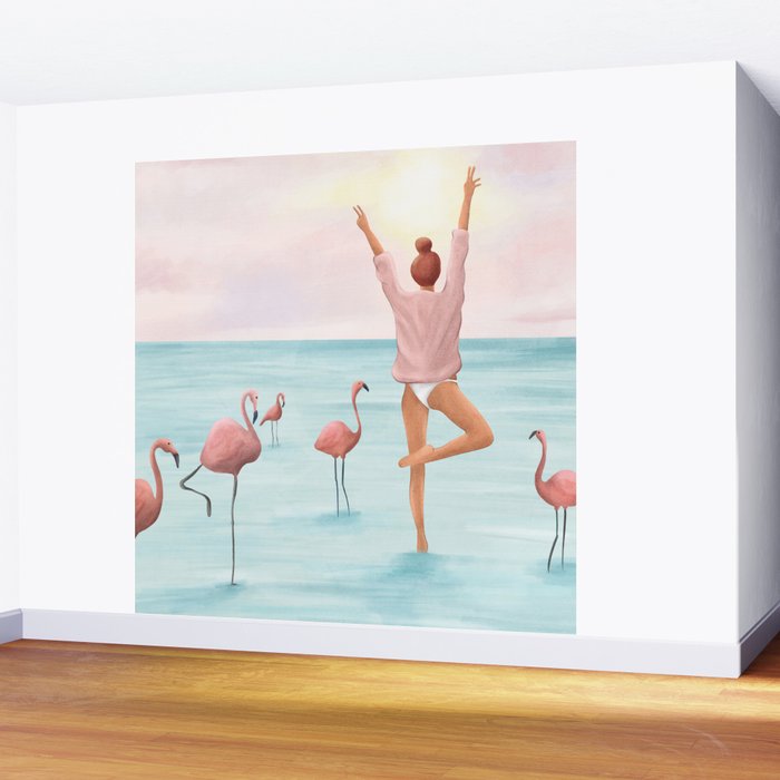 Big Flamingo Wall Mural Gallery Image 2
