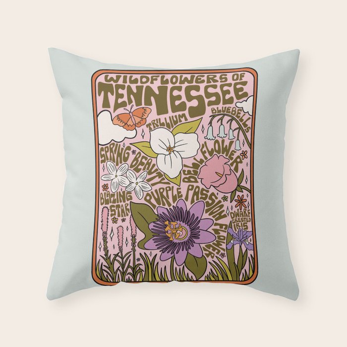 Tennessee Wildflowers Throw Pillow Gallery Image 1