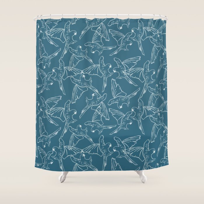 Little Blue Macaws Shower Curtain Gallery Image 1