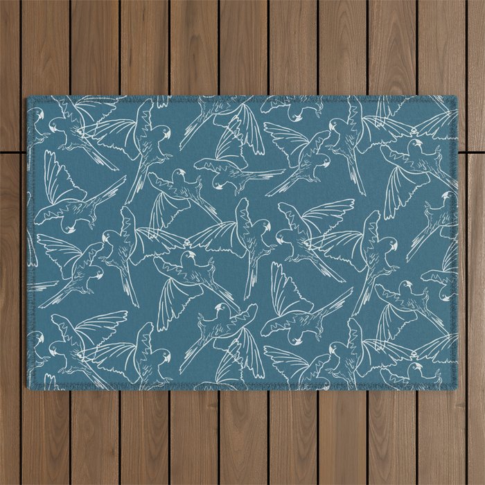 Little Blue Macaws Outdoor Rug Gallery Image 1
