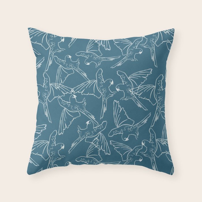 Little Blue Macaws Throw Pillow Gallery Image 6