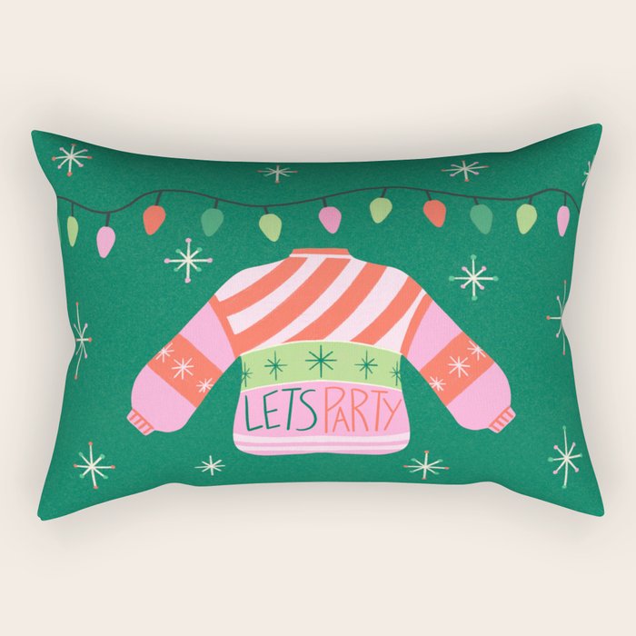 Lets Party Ugly Christmas Sweater  Rectangular Pillow Gallery Image 1