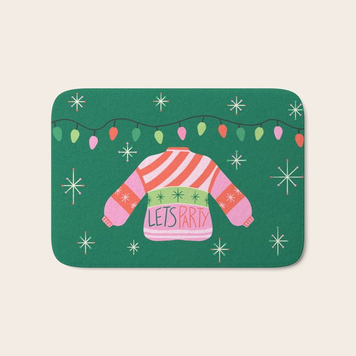 Lets Party Ugly Christmas Sweater  Bath Mat Gallery Image 1