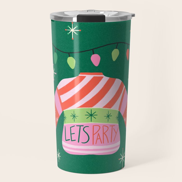 Lets Party Ugly Christmas Sweater  Travel Mug Gallery Image 1