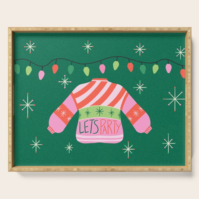 Lets Party Ugly Christmas Sweater  Serving Tray Gallery Image 1