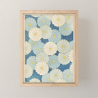 Vintage Japanese Floral Pattern Blue Chrysanthemum Mini Art Print Gallery Image 1