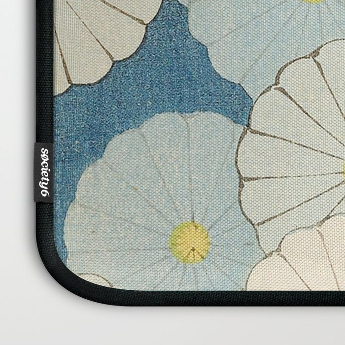 Vintage Japanese Floral Pattern Blue Chrysanthemum Laptop Sleeve Gallery Image 3