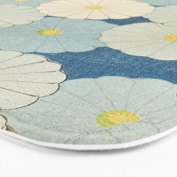 Vintage Japanese Floral Pattern Blue Chrysanthemum Bath Mat Gallery Image 3