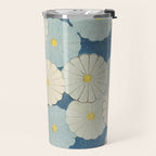 Vintage Japanese Floral Pattern Blue Chrysanthemum Travel Mug Gallery Image 2