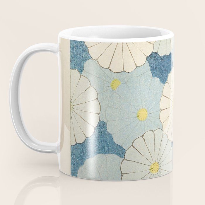 Vintage Japanese Floral Pattern Blue Chrysanthemum Coffee Mug Gallery Image 3