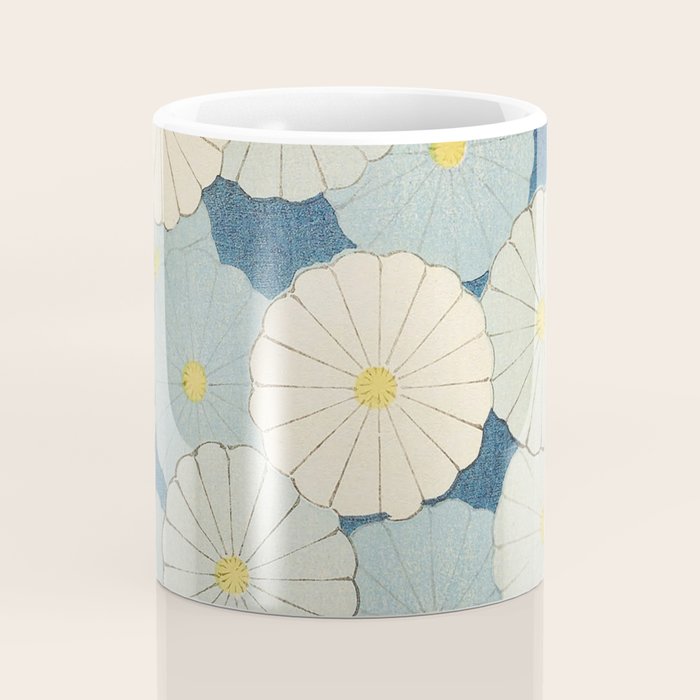 Vintage Japanese Floral Pattern Blue Chrysanthemum Coffee Mug Gallery Image 4